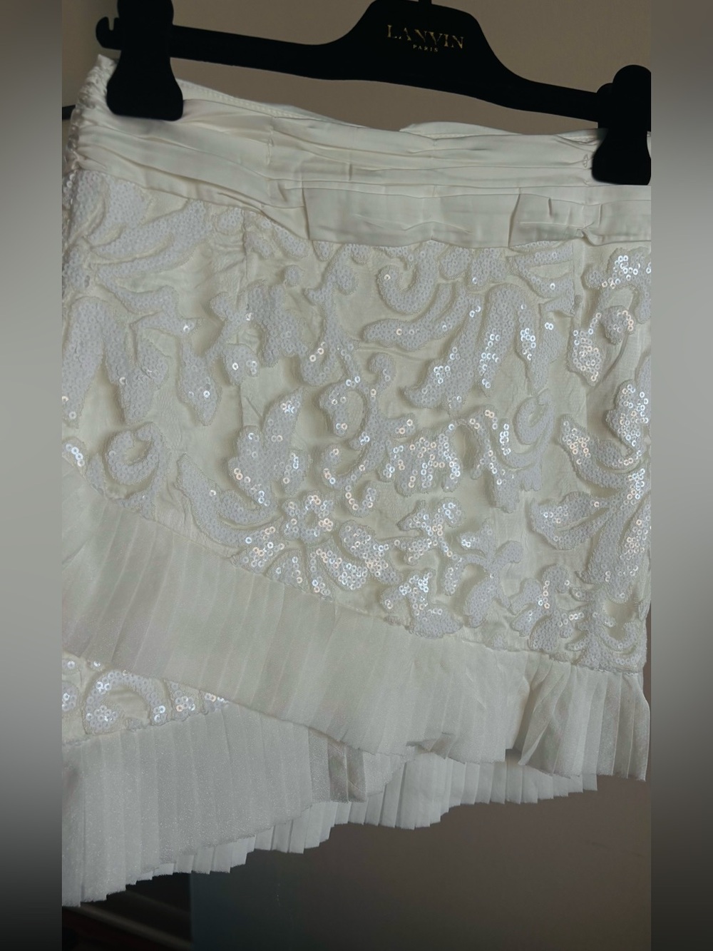 Naked Wardrobe White Satin Feel Sequin Mini Skirt Elegant Statement Skirt Small